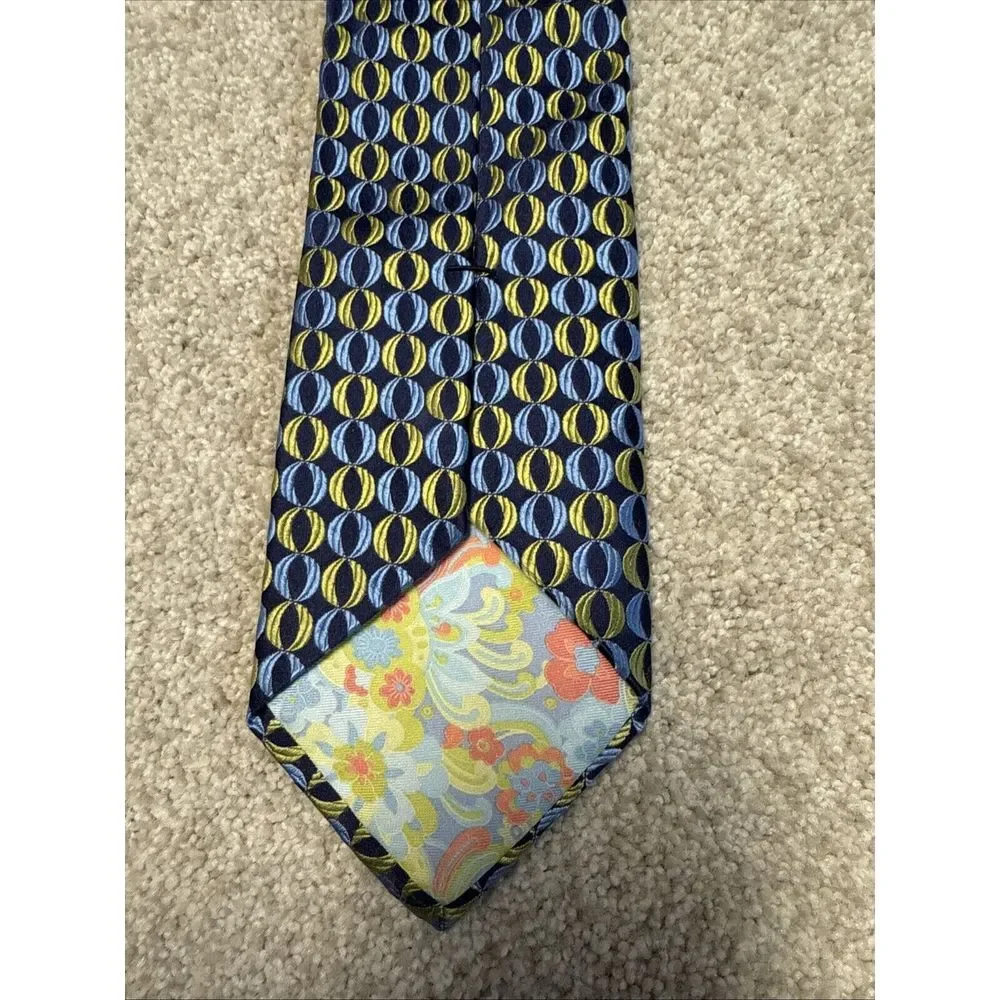 Ted Baker London Mens Silk Necktie‎ Green  Blue Electric Geometric Tie